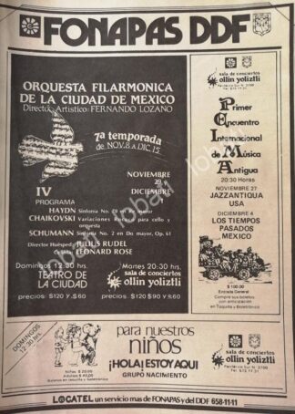CARTEL ANTIGUO ORIGINAL DE FONAPASS DDF EVENTOS DE NOV-DIC DE 1981 /7