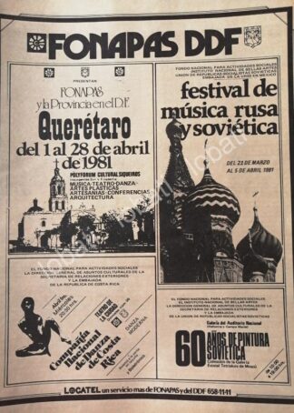 CARTEL ANTIGUO ORIGINAL DE FONAPASS DDF EVENTOS DE ABRIL DE 1981 /6