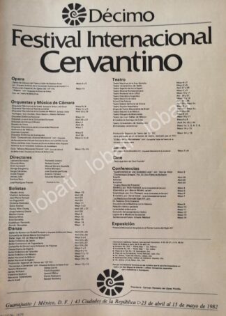 CARTEL ANTIGUO ORIGINAL DE 10 FESTIVAL INTERNACIONAL CERVANTINO ABRIL 1982 /3