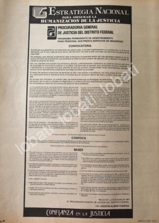 CARTEL ANTIGUO ORIGINAL DE CIRCULAR PROCURADURIA GENERAL DE JUSTICIA D.F. 1981 /58