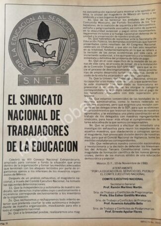 CARTEL ANTIGUO ORIGINAL DE S.N.T.E VIII CONSEJO NAC. EXTRAORDINARIO 1980 /71