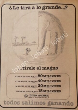 CARTEL ANTIGUO ORIGINAL DE LOTERIA NACIONAL. DUBUJO DE ABEL QUEZADA 1978 /157