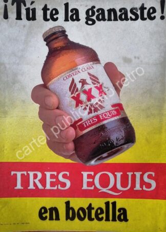 CARTEL ANTIGUO ORIGINAL DE CERVEZA XXX EN BOTELLA 1984 CERVECERIA MOCTEZUMA