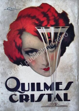 CARTEL ANTIGUO ORIGINAL DE CERVEZA QUILMES .ARTE PUBLICITARIO 1930 /RARO