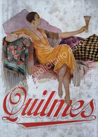 CARTEL ANTIGUO ORIGINAL DE CERVEZA QUILMES 1929 ARTE PUBLICITARIO /RARO