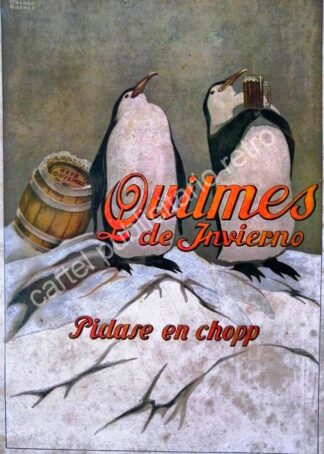 CARTEL ANTIGUO ORIGINAL DE CERVEZA QUILMES 1927 DIBUJO: JULIO MALAGA GRENET. RARO