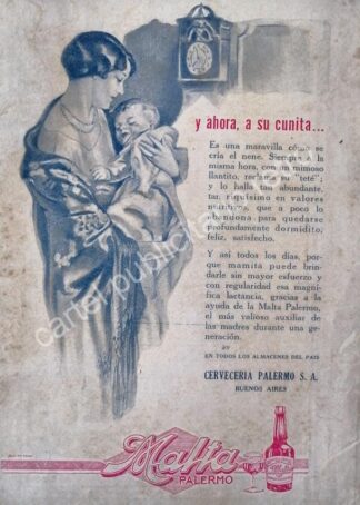 CARTEL ANTIGUO ORIGINAL DE CERVEZA DE MALTA PALERMO 1927 /7
