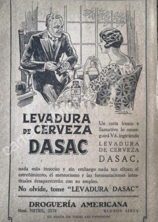 CARTEL ANTIGUO ORIGINAL DE CERVEZA DASAC 1927 ARGENTINA -RARO