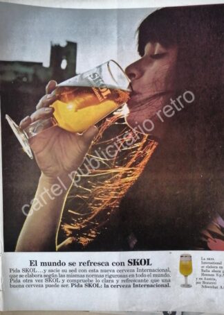 CARTEL ANTIGUO ORIGINAL DE CERVEZA SKOL 1967 / RARO