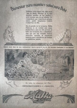 CARTEL ANTIGUO ORIGINAL DE CERVEZA MALTA PALERMO Y OTRAS 1930 /5