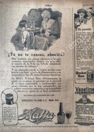 CARTEL ANTIGUO ORIGINAL DE CERVEZA MALTA PALERMO Y OTRAS 1926 /4