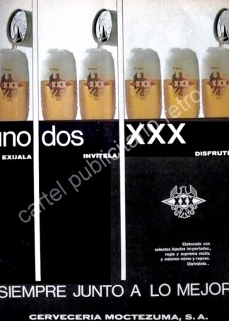 CARTEL ANTIGUO ORIGINAL DE CERVEZA XXX 1967 CERVECERIA MOCTEZUMA /12