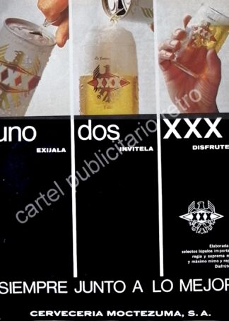 CARTEL ANTIGUO ORIGINAL DE CERVEZA XXX 1967 CERVECERIA MOCTEZUMA /11