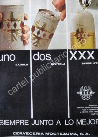 CARTEL ANTIGUO ORIGINAL DE CERVEZA XXX 1967 CERVECERIA MOCTEZUMA /10