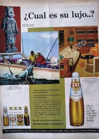 CARTEL ANTIGUO ORIGINAL DE CERVEZA XXX 1960s CERVECERIA MOCTEZUMA /3