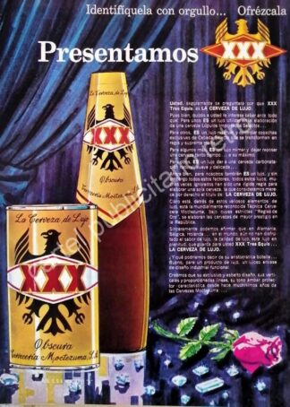 CARTEL ANTIGUO ORIGINAL DE CERVEZA XXX 1960s CERVECERIA MOCTEZUMA /6