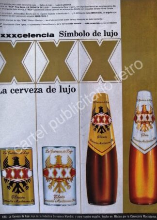 CARTEL ANTIGUO ORIGINAL DE CERVEZA XXX 1960s CERVECERIA MOCTEZUMA /4