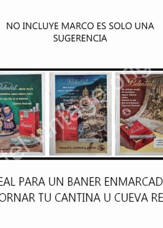 CARTEL ANTIGUO ORIGINAL DE 3 AFICHES CIGARROS BELMONT. ARTE PUBLICITARIO