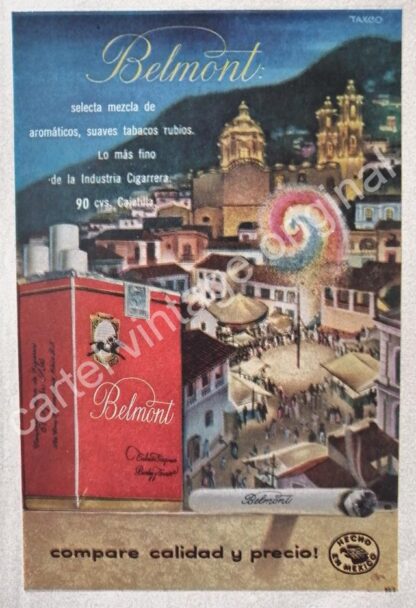 CARTEL ANTIGUO ORIGINAL DE 3 AFICHES CIGARROS BELMONT. ARTE PUBLICITARIO - Image 3