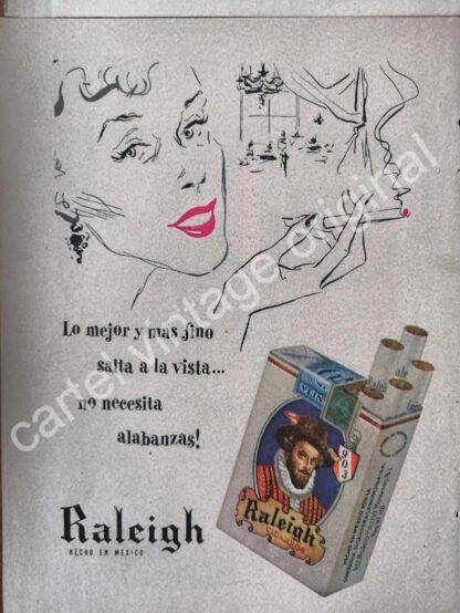CARTEL ANTIGUO ORIGINAL DE SET DE 5 AFICHES CIGARROS RALEIGH 1950s - Image 6