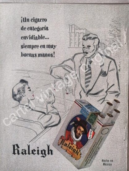 CARTEL ANTIGUO ORIGINAL DE SET DE 5 AFICHES CIGARROS RALEIGH 1950s - Image 5