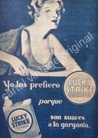 CARTEL ANTIGUO ORIGINAL DE CIGARROS LUCKY STRIKE 1930