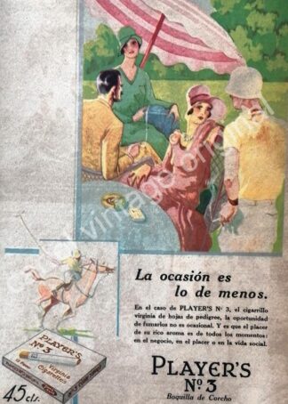 CARTEL ANTIGUO ORIGINAL DE CIGARROS PLAYERS No. 4. VIRGINIA. 1930 / RARO