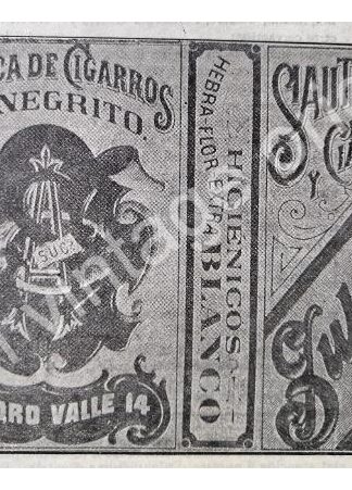 CARTEL ANTIGUO ORIGINAL DE CIGAROS EL NEGRITO 1912 SAUTO ASTIZ & CIA. / MUY RARO