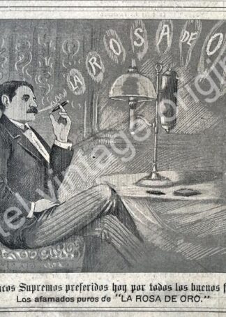 CARTEL ANTIGUO ORIGINAL DE CIGARROS SUPREMOS. CIGARRERA LA ROSA DE ORO 1897 / MUY RARO