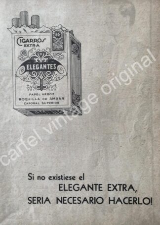 CARTEL ANTIGUO ORIGINAL DE CIGARROS ELEGANTES 1952 EL BUEN TONO