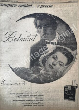 CARTEL ANTIGUO ORIGINAL DE CIGARROS BELMONT 1947 JARDIN DE ALA /9