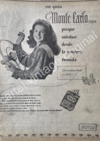 CARTEL ANTIGUO ORIGINAL DE CIGARROS MONTECARLO 1947 /5