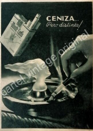 CARTEL ANTIGUO ORIGINAL DE CIGARROS MONTECARLO 1930s CENIZA