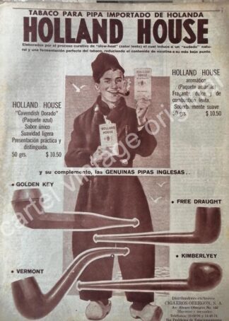 CARTEL ANTIGUO ORIGINAL DE PIPAS Y TABACO HOLLAND HOUSE 1966 / RARO