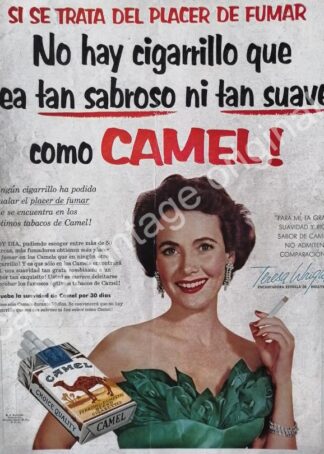 CARTEL ANTIGUO ORIGINAL DE TERESA WHRIGHT Y CIGARROS CAMEL 1954 FEP