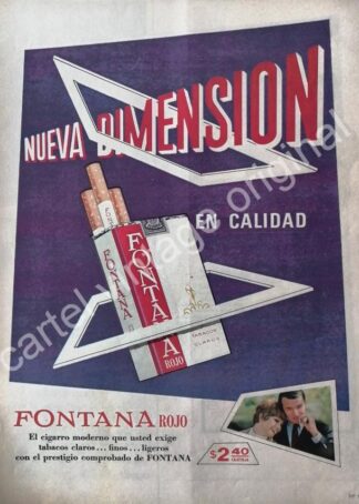 CARTEL ANTIGUO ORIGINAL DE CIGARROS FONTANA ROJOS 1967 / RARO
