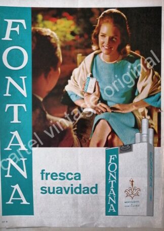 CARTEL ANTIGUO ORIGINAL DE CIGARROS FONTANA MENTOLADOS 1967 /RARO