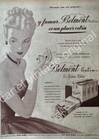 CARTEL ANTIGUO ORIGINAL DE CIGARROS BALMONT EXTRA 1950s /2