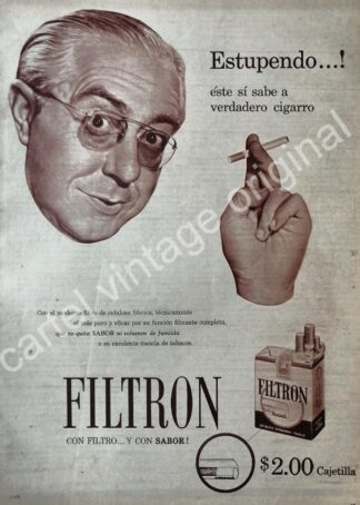 CARTEL ANTIGUO ORIGINAL DE CIGARROS FILTRON 1956 /3
