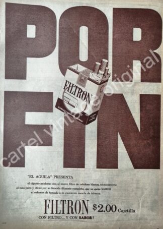 CARTEL ANTIGUO ORIGINAL DE CIGARROS FILTRON 1956 /2