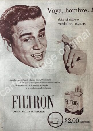 CARTEL ANTIGUO ORIGINAL DE CIGARROS FILTRON 1959 /RARO