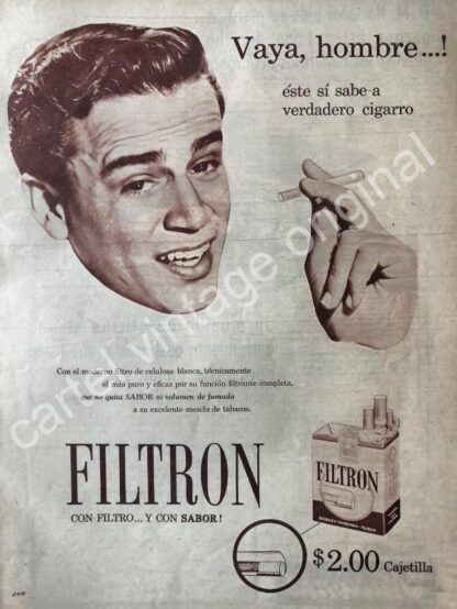 CARTEL ANTIGUO ORIGINAL DE CIGARROS FILTRON 1959 /RARO