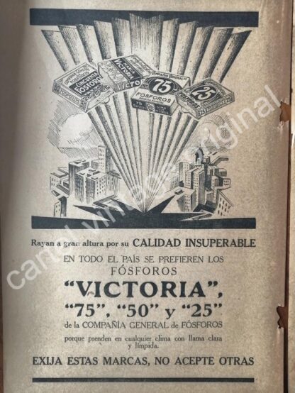 CARTEL ANTIGUO ORIGINAL DE 3 AFICHES DE FOSFOROS 1927 - Image 4