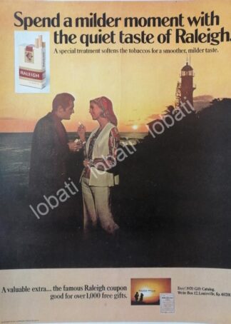 CARTEL ANTIGUO ORIGINAL DE CIGARROS RALEIGH 1970 /T269