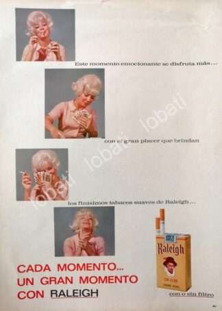 CARTEL ANTIGUO ORIGINAL DE CIGARROS RALEIGH 1963 /T256