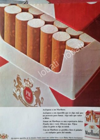 CARTEL ANTIGUO ORIGINAL DE CIGARROS MARLBORO 1960s /T238