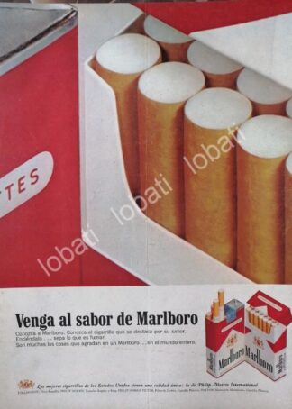 CARTEL ANTIGUO ORIGINAL DE CIGARROS MARLBORO 1960s /T252