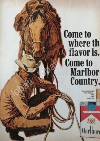 CARTEL ANTIGUO ORIGINAL DE CIGARROS MARLBORO 1970 /T242 / RARO