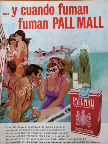 CARTEL ANTIGUO ORIGINAL DE SET DE 3 AFICHES CIGARROS PALL MALL 1964 /T227 - Image 2