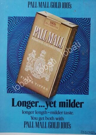 CARTEL ANTIGUO ORIGINAL DE CIGARROS PALL MALL 100s 1970 /T226